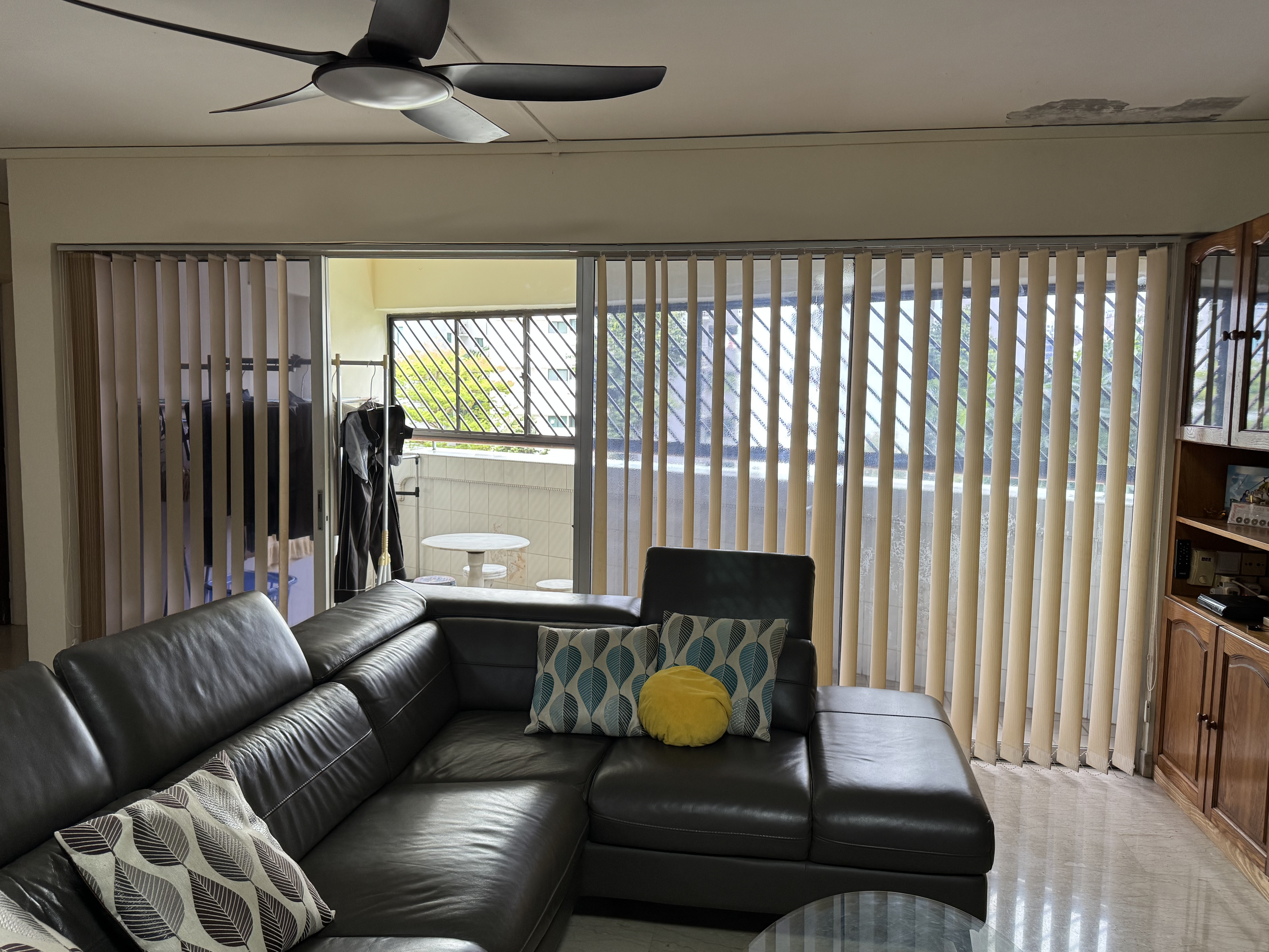 Curtains and flooring in a Singapore home